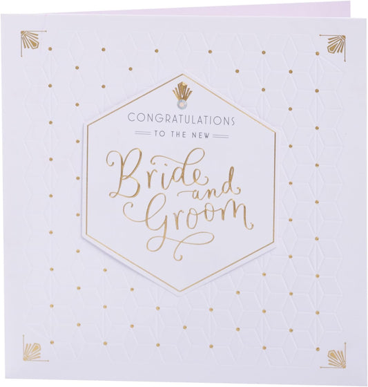 Embossed Congratulations Design for Bride & Groom Wedding Day Card