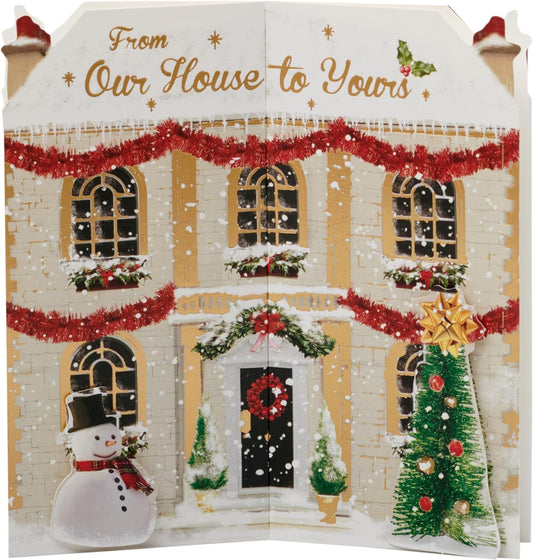 From Our House to Yours Christmas Card Festive House Shaped Design 