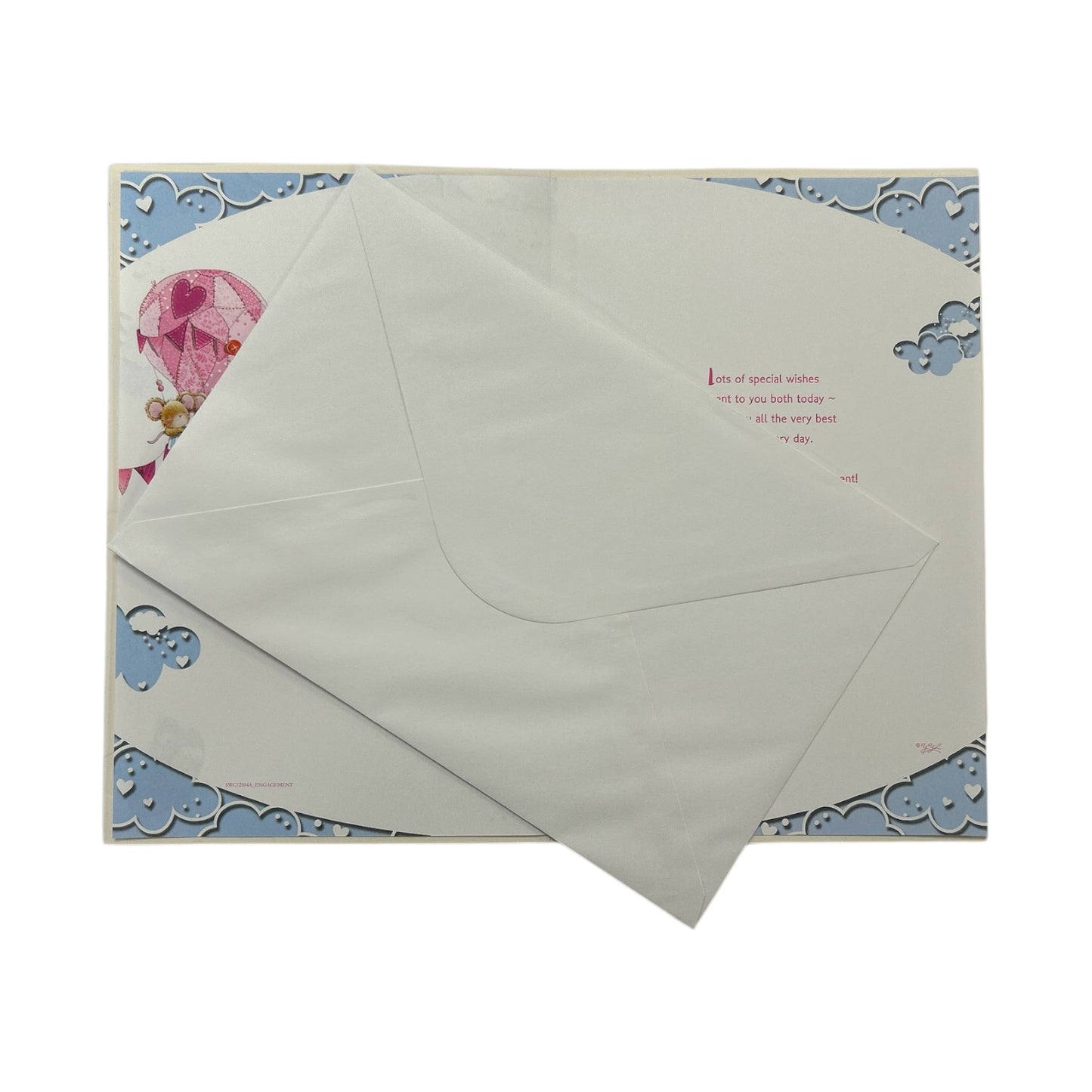 On Your Engagement Couple Mice In Hot Air Balloon Design Congratulations Card