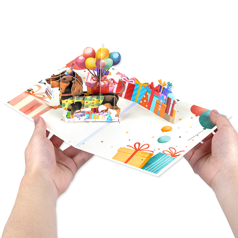 Dachshund Delight 3D Birthday Pop Up Card