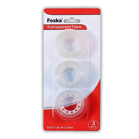 Pack of 3 Strong Adhesive Transparent Tapes 1.8cm x 25m