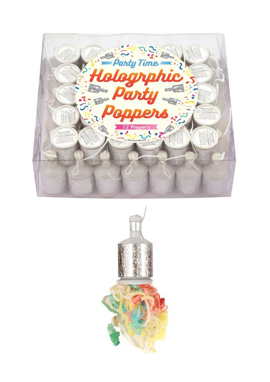 Box of 72 Silver Holographic Party Poppers
