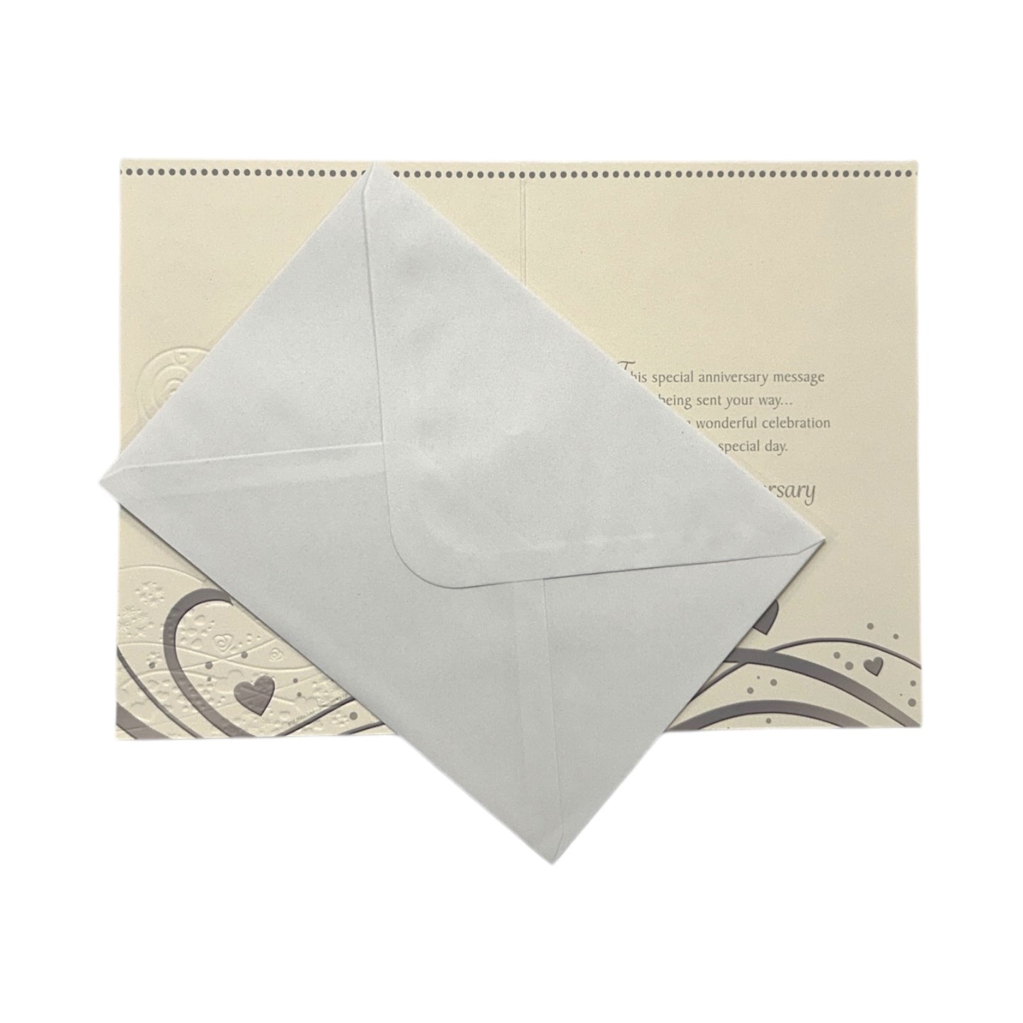 To Son & Daughter-In-Law Champagne Glass Silver Heart Traditional Design Anniversary Card