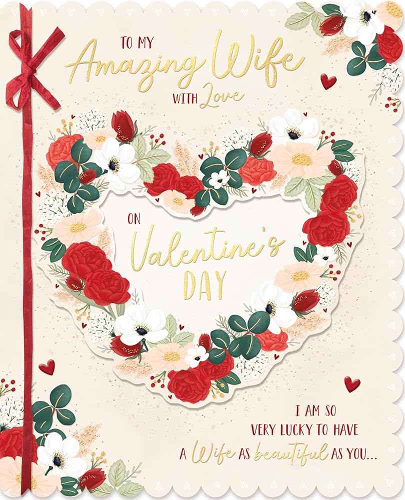 Floral Heart Amazing Wife Luxury Boxed Handfinished Valentine's Day Card