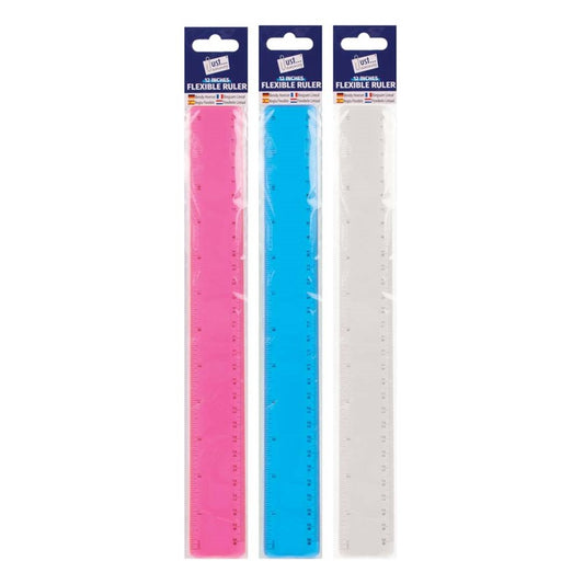 Just stationery 12" 30cm Transparent Bendy Flexible Ruler School