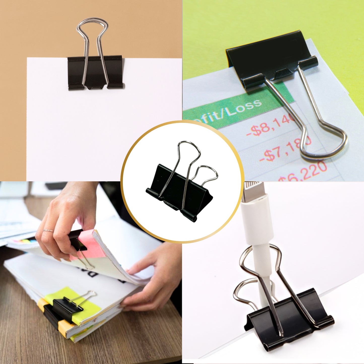Pack of 48 Black 25mm Foldback Binder Clips