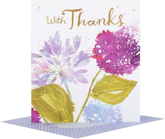 Thank You Card  Foil Finished Flowers Design