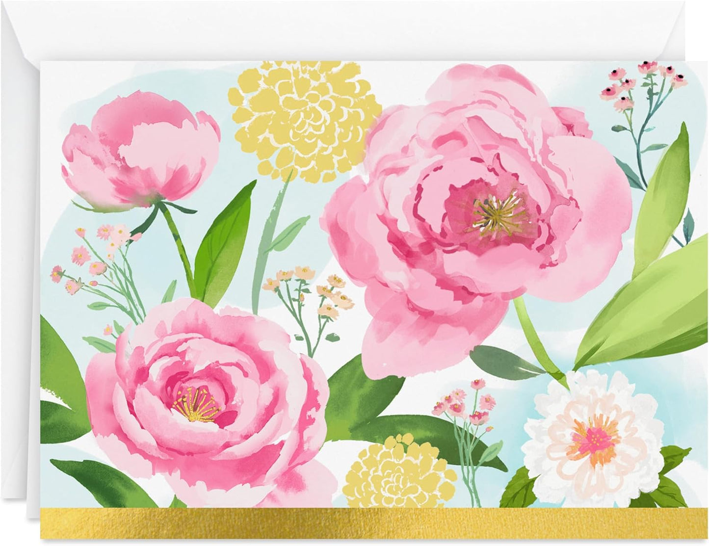 Illustrated Pink Floral Design Just to Say Multipack of 10 Cards with White Envelopes